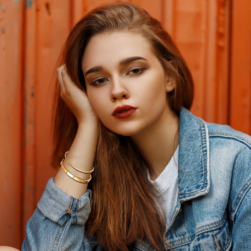 MPRAINBOW Gold Bracelets for Women, 2Pcs 18K Gold Plated Cubic Zirconia Bangle Crystal Friendship Bracelet Jewelry,Wedding Party Christmas Birthday Gifts for Her Girlfriend Sister Daughter - Image 3